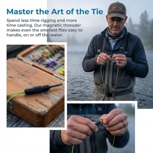 Fly Roost 2.0 Magnetic Fly Threader, Magnetic Fly Threader, Fly Tying Equipment to Easily Rigging Tool & Tippet on Water, Make Tying Simpler & Works with Most Hooks, Tippets, and Fly Styles (2PCS) — view 3