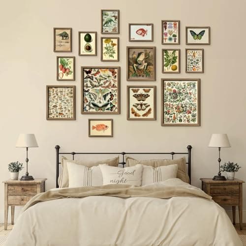 ANERZA 16 PCS Vintage Wall Art Decor, Botanical Cottagecore Wall Collage Kit for Bedroom, Farmhouse Posters for Room Aesthetic, Wall Prints Pictures for Living Room, Rustic Dorm Gallery Home Decor — view 5