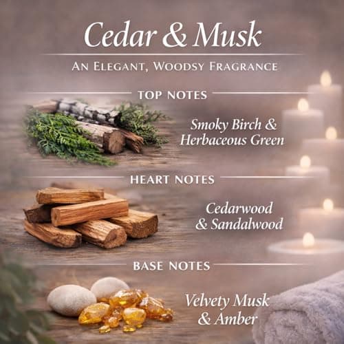 Cedar Wood & White Musk Essential Oil Reed Diffuser for Home&Office, Luxury Hotel Collection Diffuser Oil Inspired by Ritz Carlton, Bathroom,Bedroom&Living Room Shelf Decor,Non-Toxic & Gift Ready — view 2