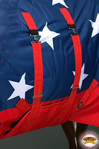 American Flag 80 in HILASON 1200D Winter Waterproof Poly Horse Turnout Blanket Belly Wrap — view 2