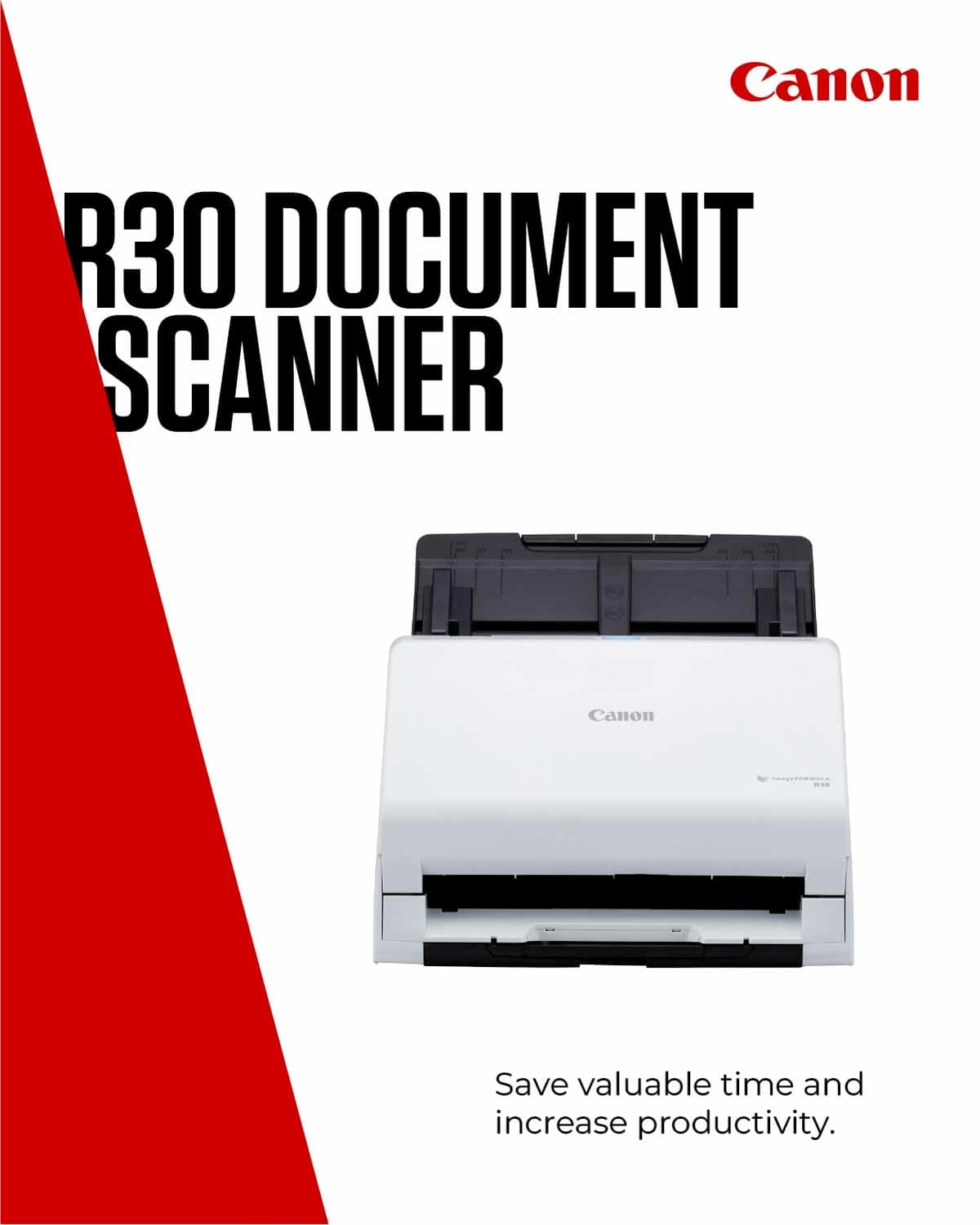 Canon imageFORMULA R30 Document Scanner | Double-sided Scanning with USB for Home & Office | 60 Sheet Feeder | Easy Driverless Setup with Built-in Canon CaptureOnTouch Lite Software | Supports OCR — view 2
