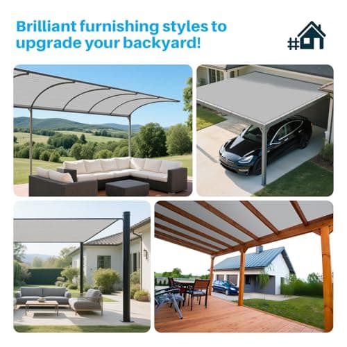 Patio Paradise 8' x 22' Sun Shade Cloth with Grommets Rectangle Shade Sail Straight Edge, Outdoor Patio Shade Canopy Pergola Cover UV Block Fabric for Backyard Deck Garden Activities, Light Grey — view 4