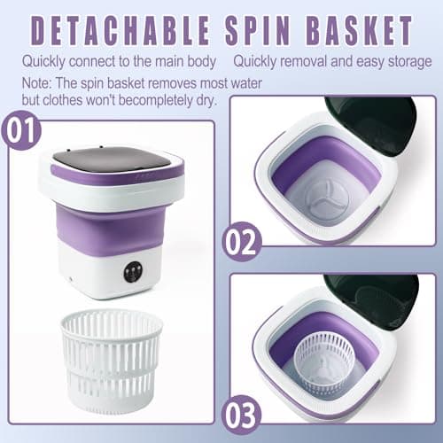 PXNTLA Mini Portable Foldable Washer - 16L Portable Washing Machine, Spin dryer, Small Folding Washing Machine 3 Cleaning Modes for Baby Clothes/Intimate Apparel, for Travel, Home — view 3