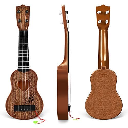 YEZI Classical Ukulele for Kids, Mini Toddler Guitar Toy with Pick, Educational Musical Instrument for Preschool Boys Girls, Early Learning Music Toy for Ages 3 4 5 6+ Years Old, Maroon — view 4