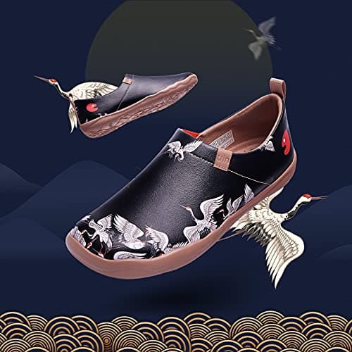 UIN Women's Walking Travel Shoes Slip On Microfiber Leather Casual Loafers Lightweight Comfort Fashion Sneaker Crane in Dark (8) — view 2