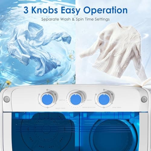 INTERGREAT Portable Washing Machine, 18lbs Twin Tub Portable Washer with Spin Cycle and Dryer, Semi-automatic Washer Machine Combo for Dorms, Apartments, Grey White — view 3