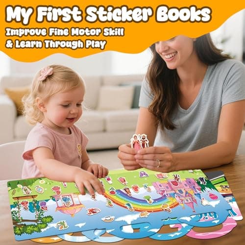 LYNKTOTS 6 Sets Reusable Sticker Book for Kids, Jelly Sticker Kids, Travel Stickers Activity Book Travel Toys for Toddlers