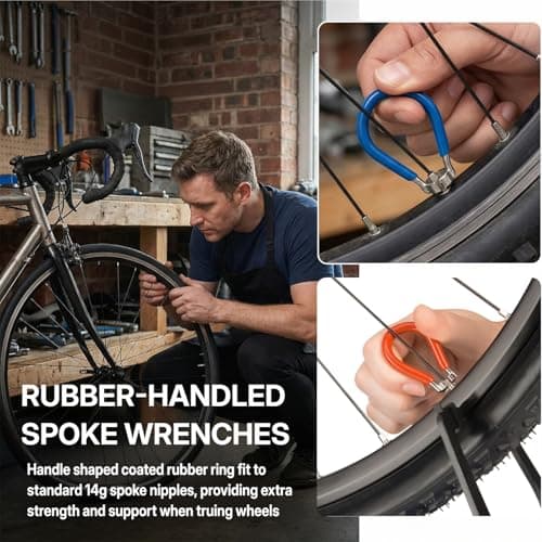5 PCS Bicycle Spoke Wrench Tool, Portable Bike Tools with Tire Lever, Spoke Torque Wrench Kit for 10-15 Gauge Adjuster Cycling Wheel Tension and Electric Vehicle — view 4