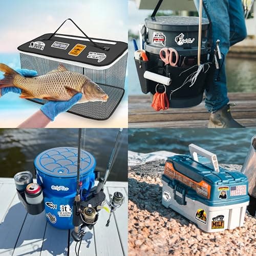 74pcs Funny Fishing Stickers for Tackle Box, Bucket, Father's Day Gift Waterproof Laptop Car Vinyl Skateboard Water Bottle Hard hat Tool Travel Case Guitar — view 4