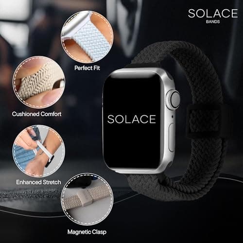 Solace Bands Slim Imperium Adapt Adjustable Nylon Braided Watch Band - Compatible w/All Apple Watches - Solace Apple Watch Bands for Women & Men - Smart Watches Band Series 11 10 9 8 7-1 SE - (Agave) — view 4