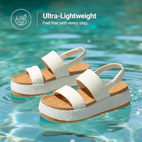 DREAM PAIRS Waterproof Lightweight Platform Sandals,White,8 — view 4