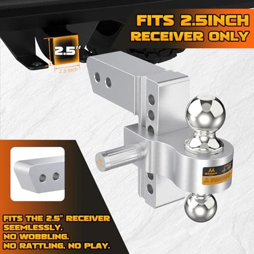 Mmtowus Adjustable Trailer Hitch -Drop Hitch Fit 2.5" Receiver-6" Drop/Rise — view 3
