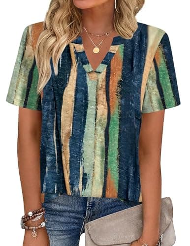 Zeagoo Shirts for Women Short Sleeve Blouses 2026 Fashion Spring Summer Basic Clothes Business Work Tunic Top Multicolor 2XL