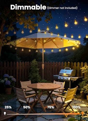 SmartDawn 100FT 52 LED Bulbs Outdoor String Lights, G40 Shatterproof String Lights, IP65 Waterproof Connectable Outside Patio Light for Backyard Porch Balcony Garden Decor Christmas Camping Gazebo — view 3