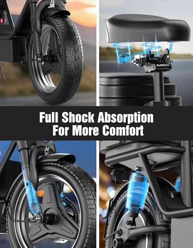 Electric Scooter for Adults with Seat, 1500W Peak Motor, 72 km Range, 40 km/h Top Speed, 48V 13Ah Battery, 136 kg Load Capacity, Dual Disc Brake, 10" Off-Road Foldable E-Scooter for Teens & Adults — view 5
