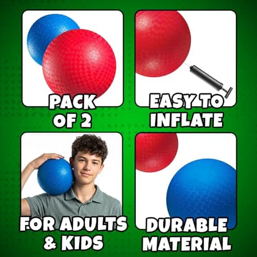 Red & Blue Kickball Set - (8.5 Inch) with Pump for Toddler Kids & Adults, Indoor & Outdoor Gym Sports Toys, Great for Playground Balls for Kids Dodgeball Balls for Four Square Balls, Handball Ball