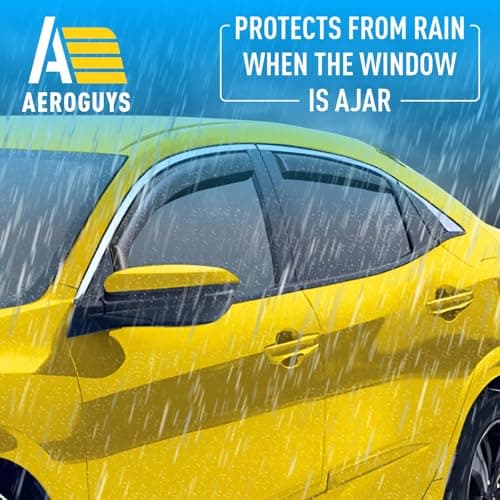 Extra Durable Window Deflectors in-Channel Window Visors Rain Guards Fit for Honda Civic 2016-2021 Sedan, Sun Visors, Wind Vent for Shades, Exterior Car Accessories - 4 pcs. AG0351