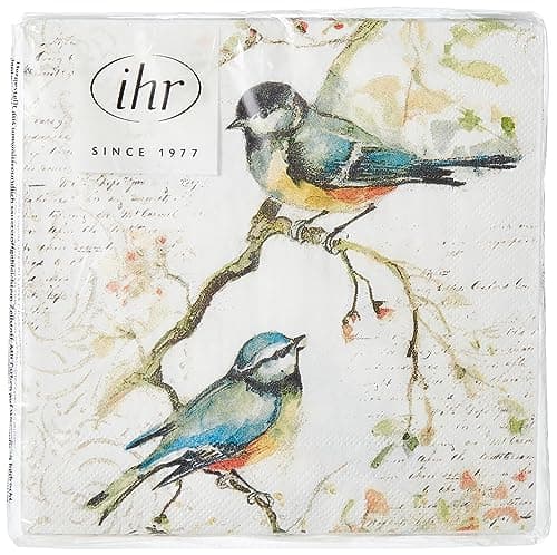 Boston International IHR Cocktail Beverage Paper Napkins, 20-Count, 5 x 5-Inches, Happy Little Titmice — view 2