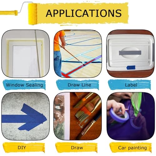 4 Rolls Premium Painters Tape, Blue Tape, Masking Tape, Paint Tape for Multi-Purpose, Painting, Painter's, DIY Crafts Arts (88yd =0.94IN*22yd*4) Decoration Labeling No Residue, Easy Removal — view 3