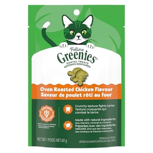 GREENIES Feline Cat Treats Natural Dental Care, Oven Roasted Chicken Flavour, 2.1oz. Pouch