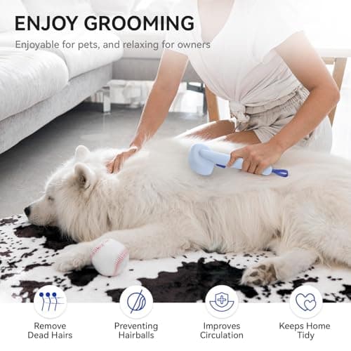 aumuca Pet Coat Care for Horse Dog Cat, Cat Brushes for Indoor Cats, Horses Grooming Deshedding Brush, Pet Massage Removes Loose Fur, Blue — view 3