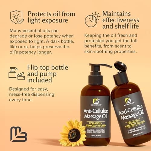 Firming Body Massage Oil with Collagen & Stem Cell – Helps Smooth the Appearance of Cellulite & Improve Skin Texture – Refreshing Aromatherapy Body Oil for Legs & Full Body – 8 Fl Oz by M3 — view 5