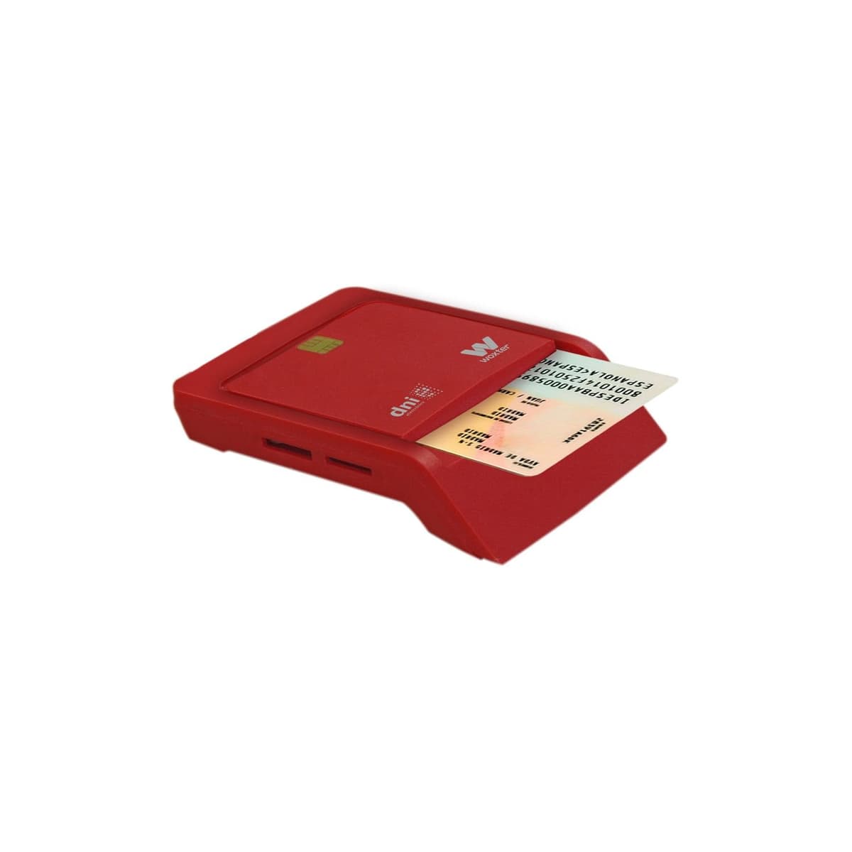 Woxter Lector Dni Combo - Lector DNI electrónico 3.0 y 4.0, Compatible con Las Tarjetas Smart Cards o Tarjetas Inteligentes, con 3 Ranuras para Tarjetas, Color Rojo