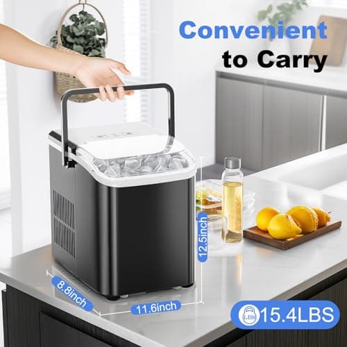 NEWBULIG Ice Makers Countertop with Handle, Portable Ice Machine — view 4
