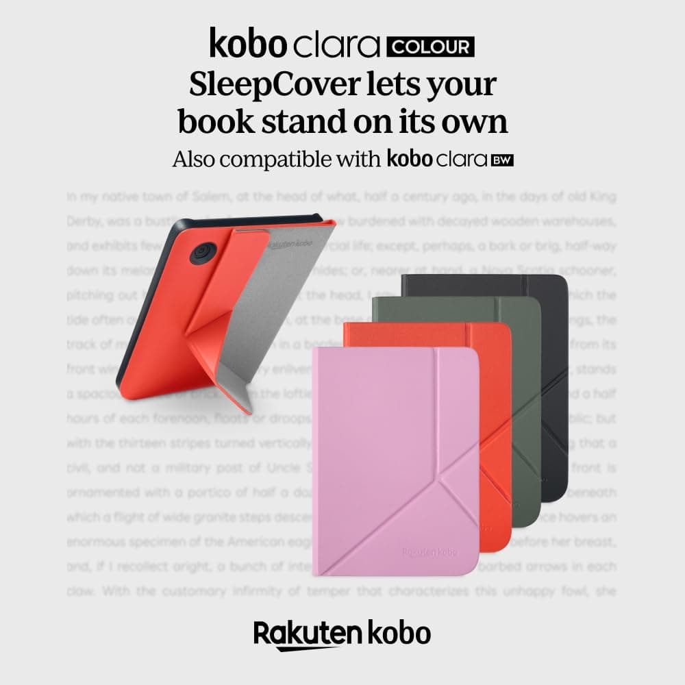 Funda SleepCover para Kobo Clara Colour/BW | Rosa Caramelo | Tecnología de Sueño/Despertar | Soporte Integrado de 2 Posiciones | Cuero Vegano | Compatible con el eReader Kobo Clara Colour/BW de 6” — view 3
