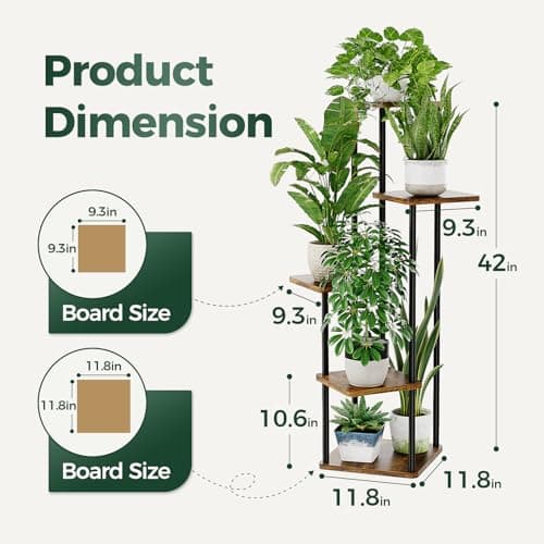 Bamworld 5 Tier 5 Potted Plant Stand Indoor, Tall Metal Plant Shelf for Multiple Plants, Corner Black Flower Pots Shelf for Patio Garden Balcony Living Room Bedroom — view 4