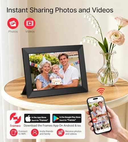 Frameo 10.1 Inch WiFi Digital Picture Frame, 1280x800 HD IPS Touch Screen Photo Frame Electronic, 32GB Memory, Auto-Rotate, Wall Mountable, Share Photos/Videos Instantly via Frameo App from Anywhere