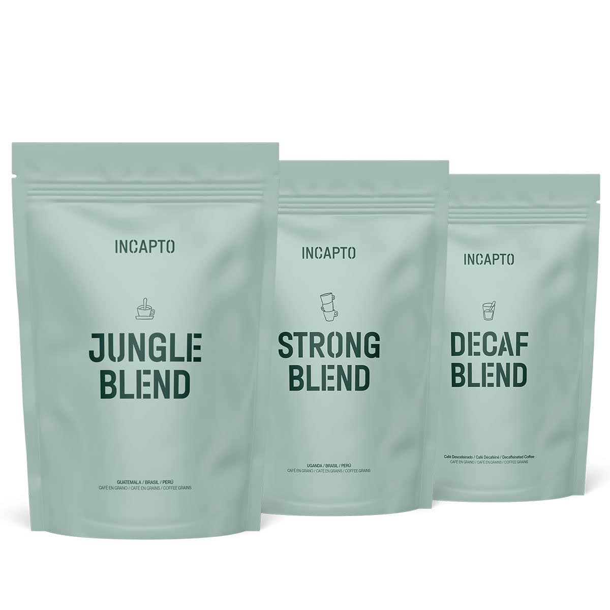 Incapto Pack de Introducción al Café en Grano de Especialidad | Jungle Blend, Café de Brasil y Strong Blend | Nivel de Tueste Alto y Aroma Intenso | 3 paquetes de 500g — view 4