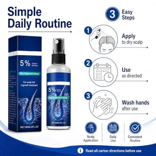 Hair Growth Spray 5% for Men and Women, Hair Regrowth Treatment Serum for Thinning Hair, Beard Growth and Fuller Hair Support, 2 Fl oz — view 2