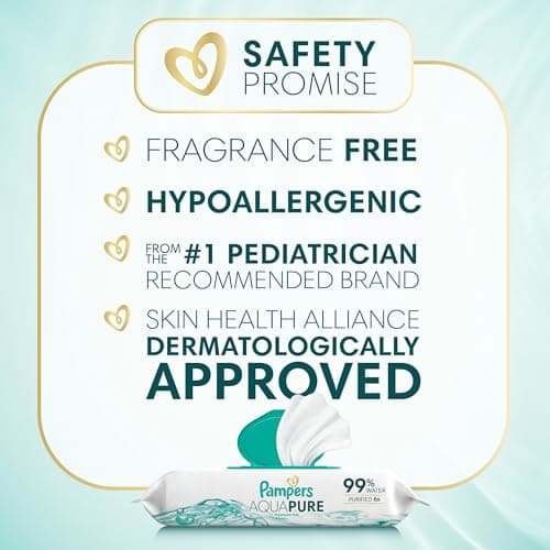 Pampers Aqua Pure Baby Wipes, 99% Water, Fragrance Free, Unscented, Water Based, Multi-Use, 672 Wipes Total (12X Flip-Top Packs) [Packaging May Vary] — view 6