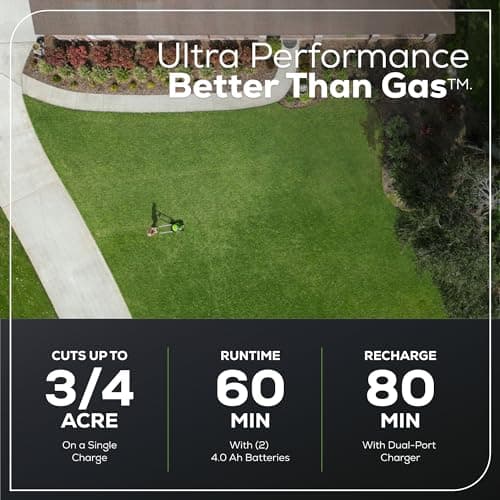 Greenworks 60V 21" Brushless (Self-Propelled) Cordless Lawn Mower, 2 x 4.0Ah Batteries (3/4 Acre, Rapid Charger, 4-in-1, LED Lights, IPX4) — view 2