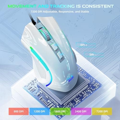 Redragon M602 RGB Wired Gaming Mouse RGB Spectrum Backlit Ergonomic Mouse Griffin Programmable with 8 Backlight Modes, Up to 7200 DPI for Windows PC Gamers (White) — view 2