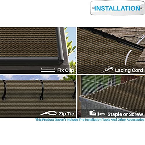 Patio 6' x 25' Sun Shade Fabric Roll 6/8/12 FT Shade Cloth for Patio, Outdoor Mesh Sail Sun Shades Canopy Replacement Pergola Cover for Backyard Deck Porch, Brown — view 3