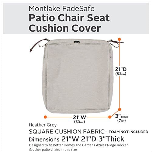 Classic Accessories 60-071-011001-RT Montlake Patio Seat Cushion Slip Cover, Heather Grey, 21" x 21" x 3" Thick — view 2