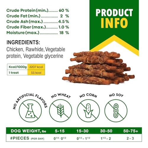 Dog Treats Rawhide Chews Wrapped with Chicken & Pet Natural Bones 300 GR - Bully Sticks Replacement for Small, Medium & Large Breed Dogs & Dried Snacks (300 g (Pack of 1), Rawhide Smoked Sticks) — view 4