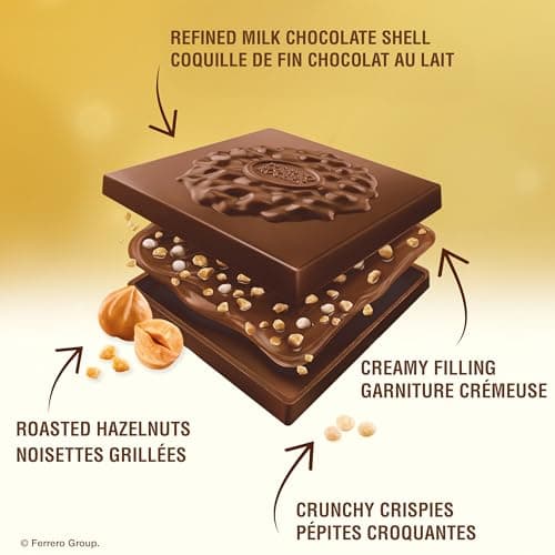 FERRERO ROCHER Premium Hazelnut, 10 Individually Wrapped Chocolates, Great for Sharing or Gifting, Milk chocolate squares (105g) — view 3