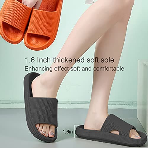 House Slipper For Man Women Pillow Slides Non-Slip Lightweight Open-toe Shower Shoes Quick Drying Extra Thick Sandals (Black, numeric_9_point_5) — view 2