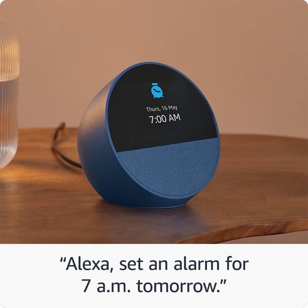 Echo Spot (newest gen), Smart alarm clock with vibrant sound, Black, with Alexa+ Early Access — view 5