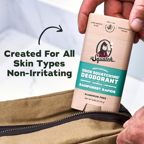 Dr. Squatch Natural Men’s Deodorant – Aluminum Free Natural Deodorant Men with Charcoal & Postbiotics for 72-Hour Odor Protection – Rainforest Rapids + Wood Barrel Bourbon, 2.65oz Stick (2-Pack) — view 5