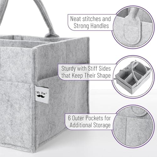 Mr. Pen- Baby Diaper Caddy Organizer, 2 Pack, Gray — view 2