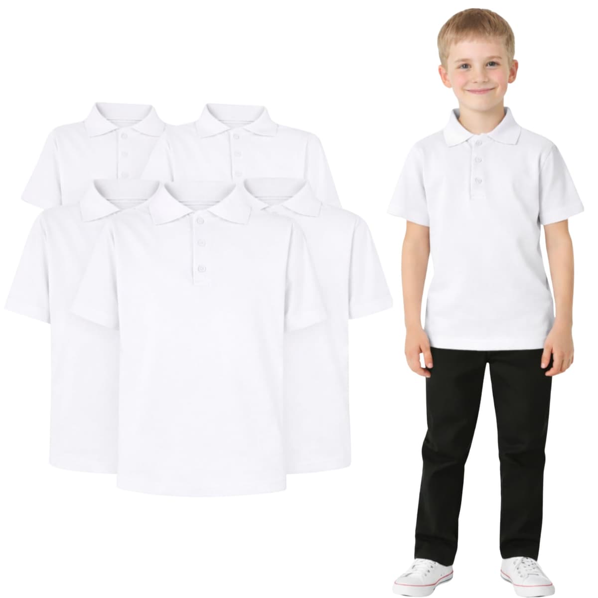 A2Z 4 Kids Girls Boys Polo T Shirts Plain Summer Tank Top & Tees Fashion Soft Feel School T Shirts for Children Unisex Age 3-16 Years — view 2