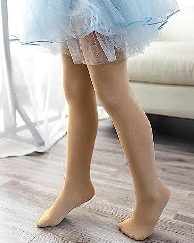 Stelle Girls Ballet Dance Students School Footed Tight (Toddler/Little Kid/Big Kid)(Tan,6-8 Years) — view 3