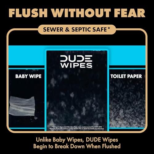 DUDE Wipes Morning Grind Flushable Wipes - Coffee Scented Extra-Large Adult Wet Wipes - 3 Pack (144 Count) - Infused with Coffee Oil, Vitamin E, and Aloe - Septic and Sewer Safe — view 3