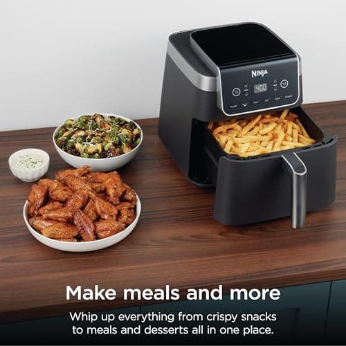 Ninja XL Air Fryer with MaxCrisp | 6.5 QT Capacity | 6-in-1 Max Crisp, Air Fry, Roast, Bake, Reheat & Dehydrate | 450°F Temp | 1750 Watts | Nonstick Basket, Crisper Plate & Recipe Guide | Grey | AF181 — view 3