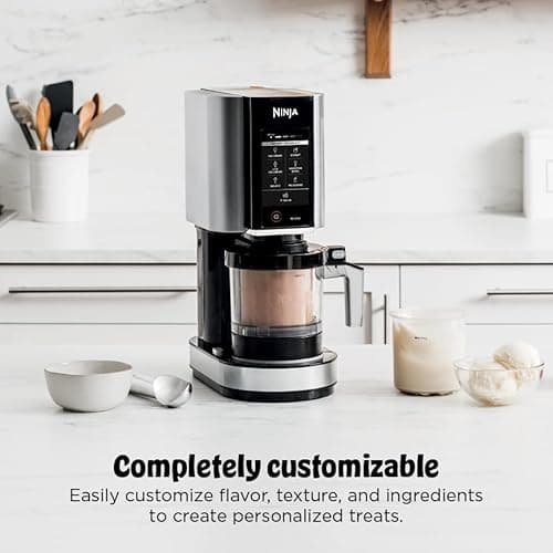 Ninja NC301 CREAMi Ice Cream Maker, for Gelato, Mix-ins, Milkshakes, Sorbet, Smoothie Bowls & More, 7 One-Touch Programs, with (2) Pint Containers & Lids, Compact Size, Perfect for Kids, Silver — view 4
