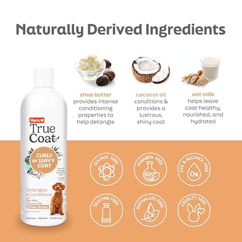 True Coat Curly or Wavy Dog Shampoo, 5 in 1 Detangles & Conditions with Oat Milk, Coconut Oil & Shea Butter, 16 oz — view 3